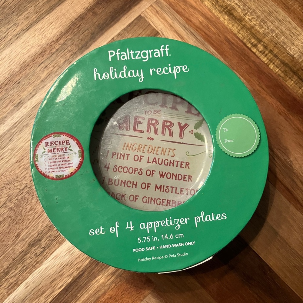 Pfaltzgraff Holiday Recipe Appetizer Plate Set (4)